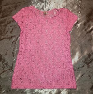 Girls Pink Lace Shirt